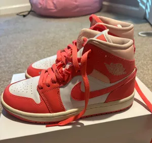 White and Coral Women’s Air Jordan 1’s thumbnail 1