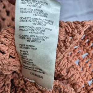 Free People Megan Crochet Peplum Blouse Open Back Boho Top Terracotta Gauze S thumbnail 6