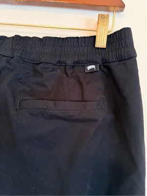 STUSSY women's cotton pull up straight leg pants black, size L thumbnail 8