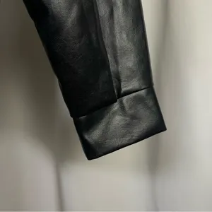 SHEIN Small Faux Leather Button Jacket Retro Classic Classy City Style Collared thumbnail 3