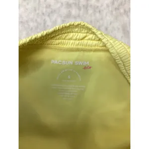 PacSun Swim Eco Yellow Smocked High‎ Cut Bikini Bottoms Small NWT thumbnail 3