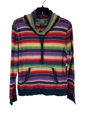 Lauren Ralph Lauren Active L Rainbow Striped Cowl Neck Top Long Sleeve Y2K Top thumbnail 1
