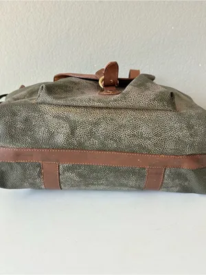Mark Cross Vintage Army Green Leather Large Tote Shoulder Bag 19”x15” thumbnail 7