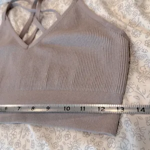 Aerie Strappy Ribbed Bra Brown Mauve Heather Size XL thumbnail 5