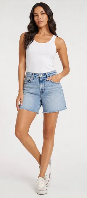 💙 Good American Good ’90s Denim Shorts Size 2/26 Light Wash Cutoff Jean Shorts 💙 thumbnail 1