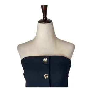 Rails Top Women Medium Black Strapless Gold Button‎ Front Lulu Party Cocktail thumbnail 4