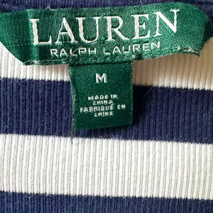 Ralph Lauren Zipper-Trim Top Navy and White Striped Long‎ Sleeve Top Sz Medium thumbnail 4