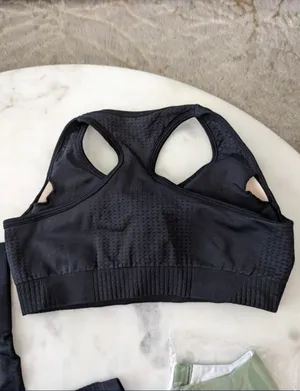 Yoga Basic Training Light Medium Performance Bra and Legging Set Black thumbnail 4