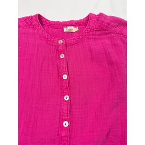Faherty womens pink gauzy cap sleeve henley top. Size S. office, casual, summer thumbnail 3