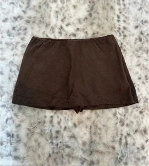 Free People Freest Brown Linen Mini Skort thumbnail 3