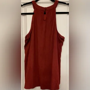 Altar’d State Rust Halter Top, suede feel, detailed overlay Size Large thumbnail 4