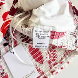 Sugarlips Red and White Tropical Floral Ruched Crop Top Womens Medium NEW Summer thumbnail 5