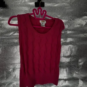 Talbots Vintage 100% Mercerized Cotton Argyle Pink Sweater Vest thumbnail 4
