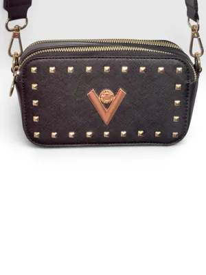 Valentino by Mario Valentino Black Studded V Logo Crossbody Bag thumbnail 4