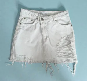 ZARA Women’s  White Denim Skirt Size Small thumbnail 1