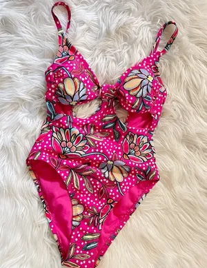 Tabitha Brown x Target Pink Floral One Piece Cutout Swimsuit Swim Suit XXS new thumbnail 1