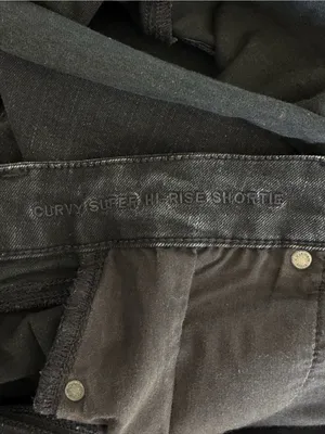 American Eagle Curvy Super High Rise Shortie Distressed Black Shorts Size 10 thumbnail 7