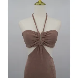 Beginning Boutique Miranda Midi Dress Brown Halter Cutout Strappy Back Size AU10 thumbnail 9