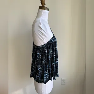 Free People Ocean Avenue One Shoulder Flowu Blue Patterned Top Small thumbnail 4
