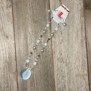 NWT Charming Charlie necklace & earring set white/pearl/crystal beads thumbnail 1