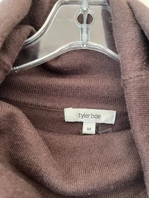 Tyler Boe Sz M Brown Cotton Cashmere Blend Midi Dress Stretch Cowl Neck‎ Pullov thumbnail 2