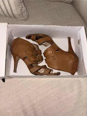 Aldo Brown Strappy Buckle High-Heel Sandal Booties thumbnail 2