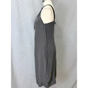 A Pea in the Pod Silk Maternity Dress L Charcoal Gray Empire Waist Cocktail thumbnail 8