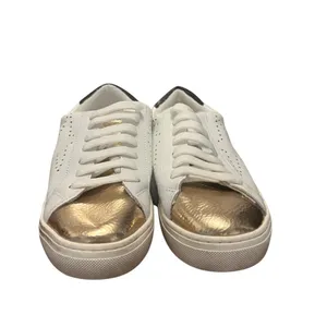 Steve Madden Rezume Leather White‎ and Metallic Lace Up Sneakers Size 7.5 thumbnail 2