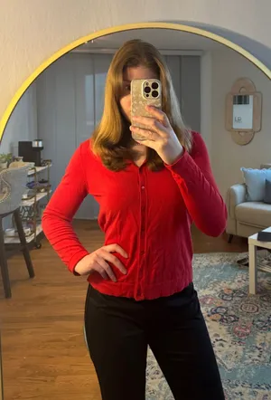 vintage red cardigan thumbnail 1
