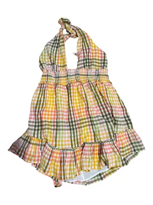 Aerie Spring Fling Gingham Halter Smocked Mini Dress XL NWOT prairie thumbnail 2