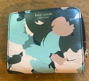 Kate Spade Margaux Brush Bloom Slim Abstract Floral Wallet - Black, Mauve & Teal thumbnail 1