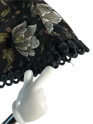 Doe & Rae Floral Mini Dress S Black Whimsigoth Bell Sleeve Smocked Boho thumbnail 11