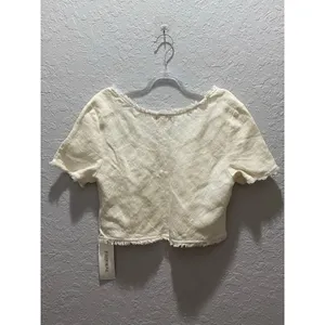 STAUD 100% Linen Cropped Top Sz L Minimalist Boho Classic thumbnail 6