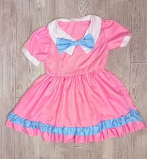 Pink and blue bow Lolita cosplay living doll dress large Halloween costume thumbnail 1