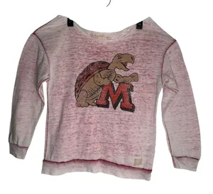 Retro‎ Brand Maryland Terrapins Sweatshirt Medium Red White Burnout Scoop Neck thumbnail 1