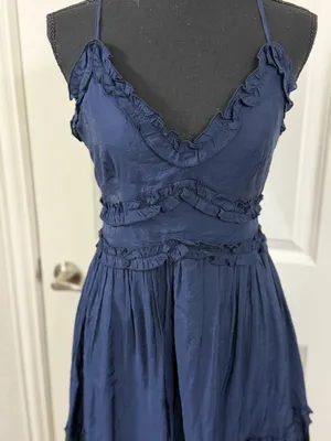 mi ami for francesca's Navy Ruffle Tiered Midi Dress thumbnail 2