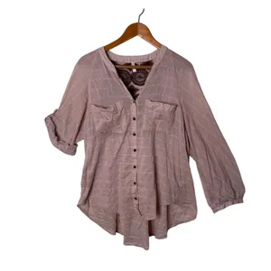 Free People Crochet Lace Back Top Pintuck Pleat Tunic Womens S Burgundy BOHO thumbnail 4