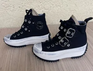 Converse Black Platform High-Top Sneakers with Silver Buckles thumbnail 1