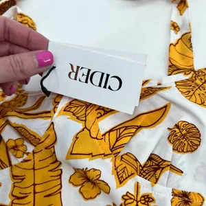 New Cider floral cream & yellow tie shoulder strap cropped top summer boho large thumbnail 5