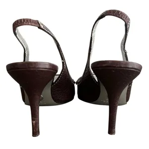 Dolce & Gabbana Women’s Vintage Y2K Brown Round Toe Silver Logo Pump Heels 38 thumbnail 10
