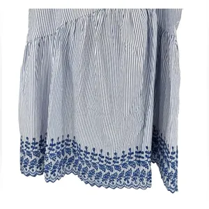 Tuckernuck Cinzia Blue Stripe Eyelet Midi Skirt Medium NWT thumbnail 6