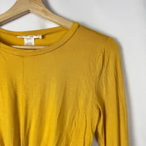 Boutique Gaze Golden Yellow Twist Front Crop Long Sleeve‎ Top S thumbnail 3