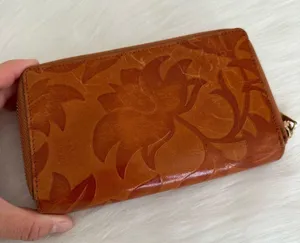 Valentina Italy Embossed Genuine Leather Floral Zip Around Wallet thumbnail 8