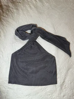Hello Molly Women's Grey and Silver Neck Tie Shirt in Charcoal thumbnail 2