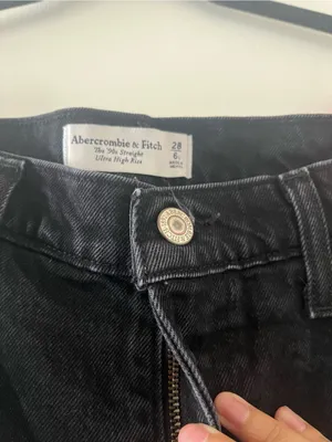 Abercrombie The 90s Straight Ultra High Rise Jeans 28 6 Black Minimalist Capsule thumbnail 4