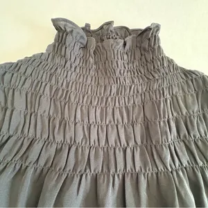 Patrizia Luca smocked high neck long sleeve blouse black thumbnail 9