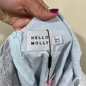 NWT Hello Molly COQUETTE LOVER LACE MINI DRESS BLUE size 4 thumbnail 8