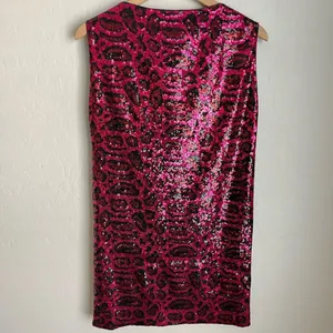 RtA Road to Awe Stevie Sequin Animal Print Sheath Mini Dress Pink Black Size XS thumbnail 4