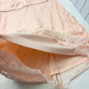 Boohoo Peach Lace Mini Dress Size‎ 10 V-Neck Sheer Sleeve Romantic thumbnail 14