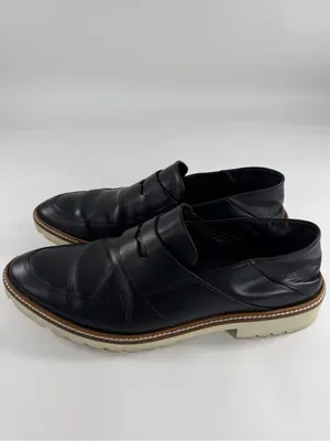 ECCO Dress Loafers‎ Women's EU 40 US 9 Black Leather Lug Sole Slip On Shoes thumbnail 3